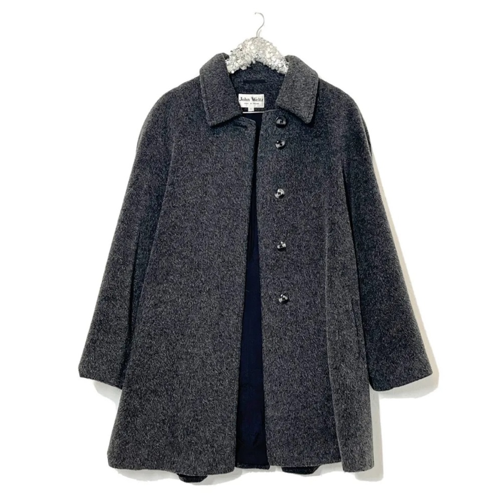 John Weitz Grey Wool Alpaca Single Breasted Coat Size 14